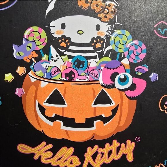Sanrio Halloween Hello Kitty in Jack O Lantern w/ Candy, Wooden Sign Plaque NWT - Picture 7 of 10